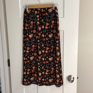 Miami Black and Orange Floral Maxi Skirt